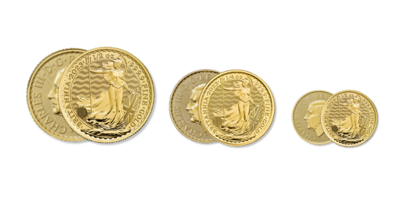 1/2 oz. Gold, 1/4 oz. Gold, and 1/10 oz. Gold 2023 Britannia Coins